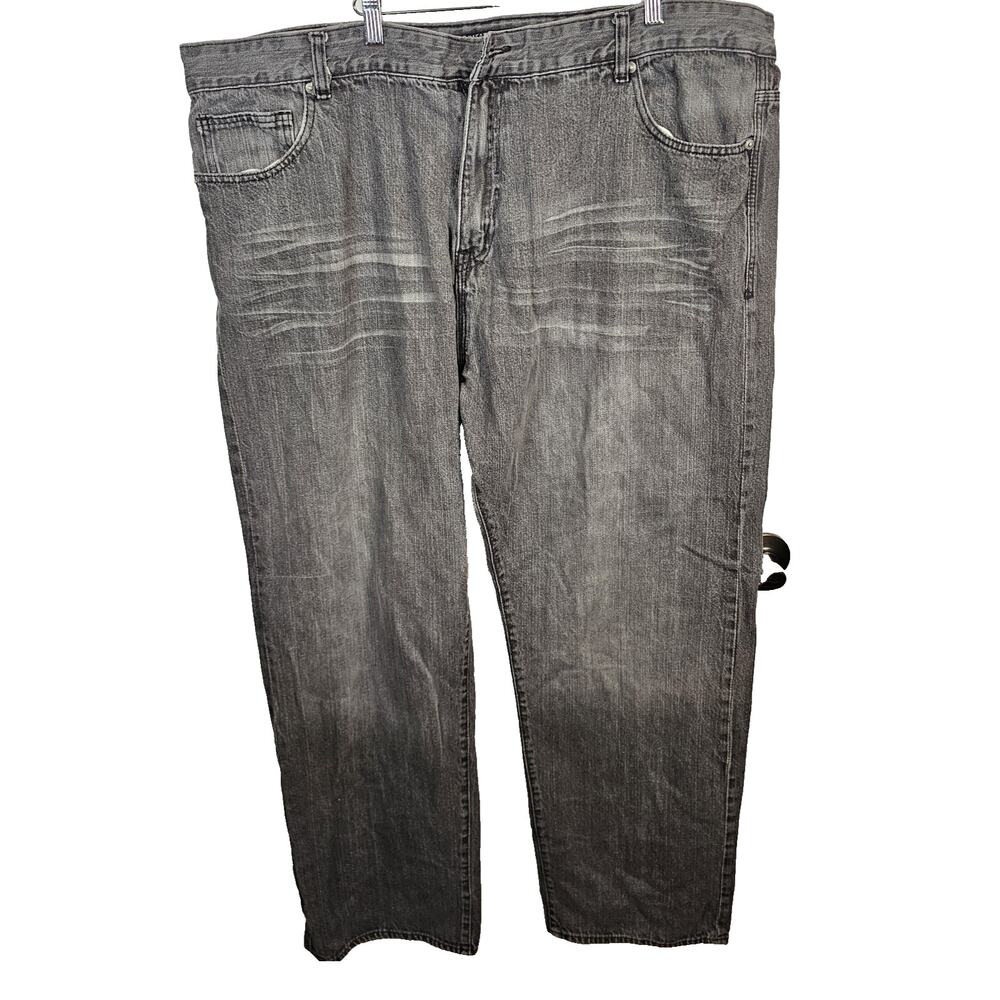 Rocawear Y2K Black Acid Wash Jeans 50x34B Classic Fit Distressed Flap Pocket